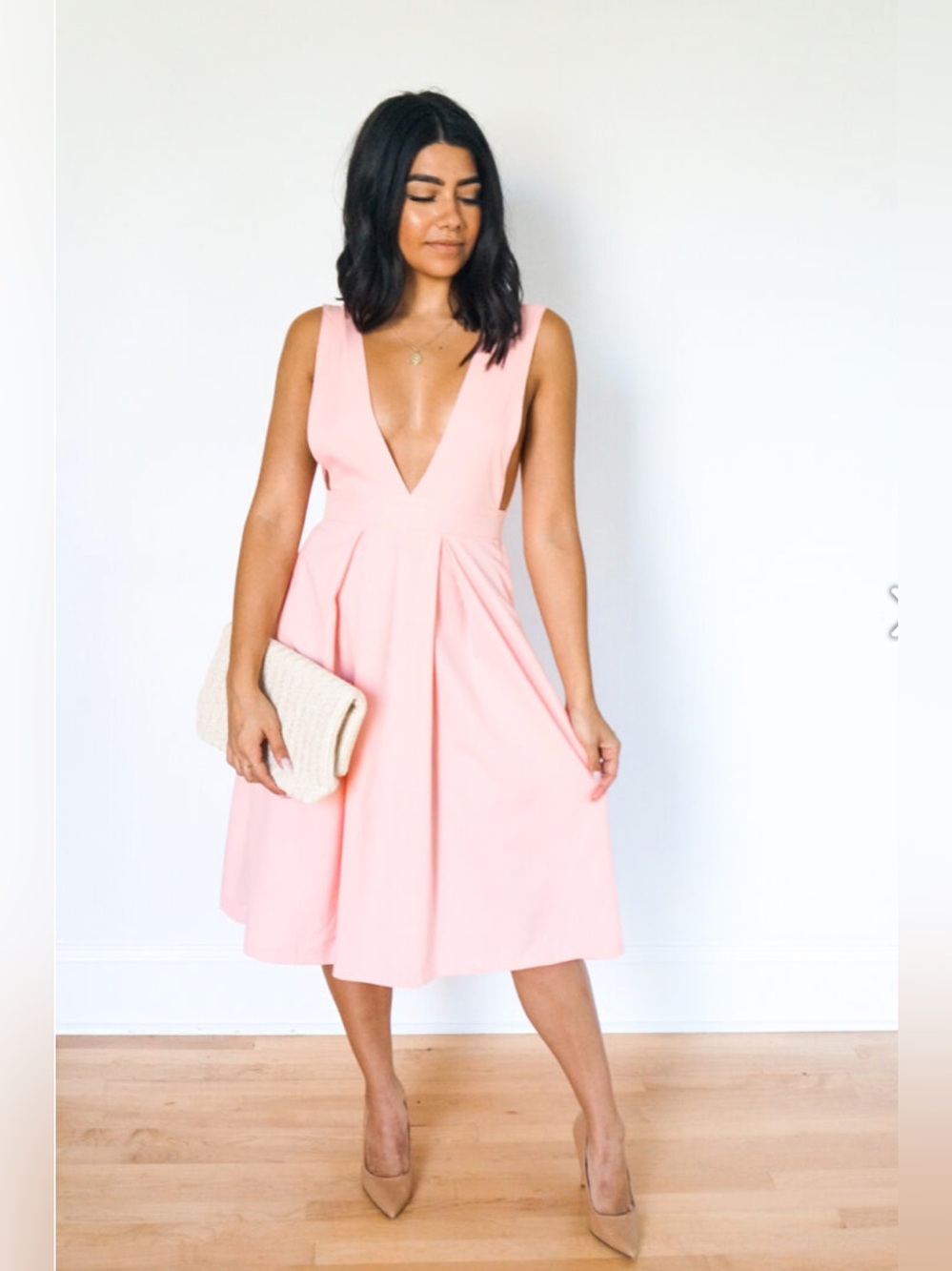 Plunge Skater Midi Dress